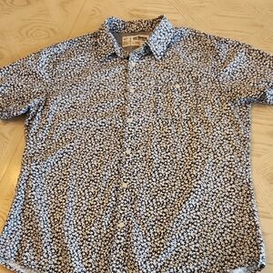 Urban Pipeline Men's Black and White Cotton Floral Button Down Shirt    Size XL